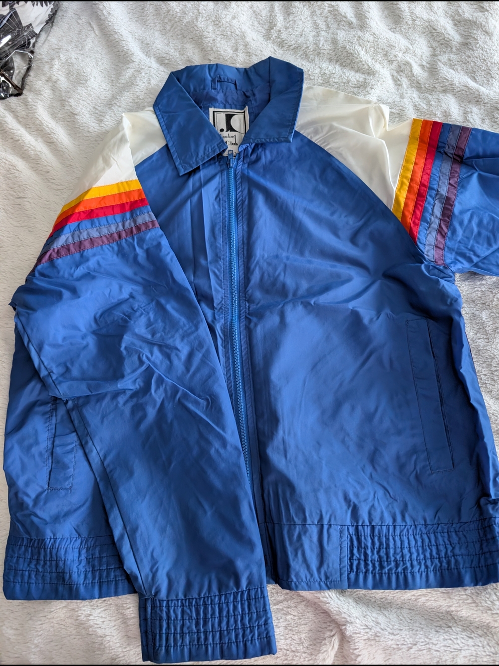 Retro Stripe Blue Windbreaker Jacket